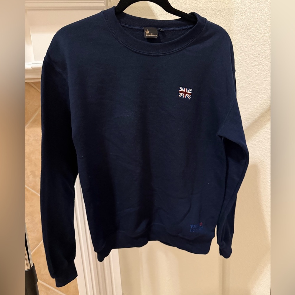 Blue Sweatshirt with Embroidered Text